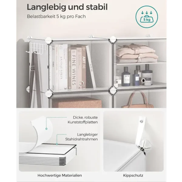 SONGMICS Schuhregal, Schuhschrank, 30 x 40 x 30 cm pro Fach, schmal, mit Türen, Stahlrahmen, Kunststoff, für Flur, Schlafzimmer, Eingangsbereich - Image 3