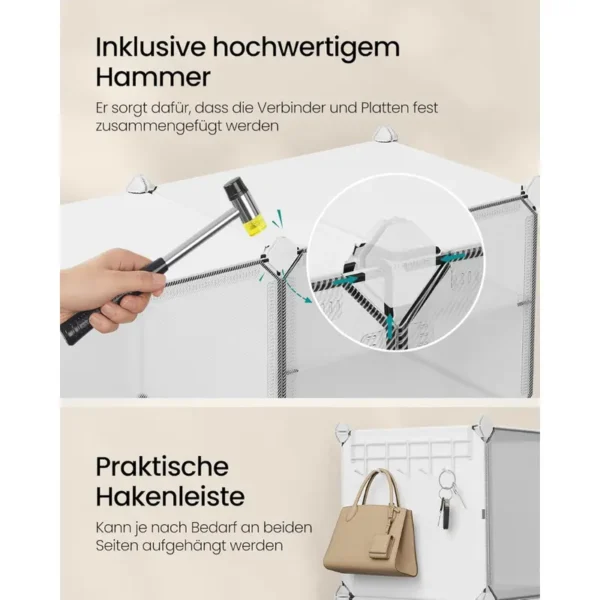 SONGMICS Schuhregal, Schuhschrank, 30 x 40 x 30 cm pro Fach, schmal, mit Türen, Stahlrahmen, Kunststoff, für Flur, Schlafzimmer, Eingangsbereich - Image 4