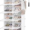 SONGMICS Schuhregal, Schuhschrank, 30 x 40 x 30 cm pro Fach, schmal, mit Türen, Stahlrahmen, Kunststoff, für Flur, Schlafzimmer, Eingangsbereich